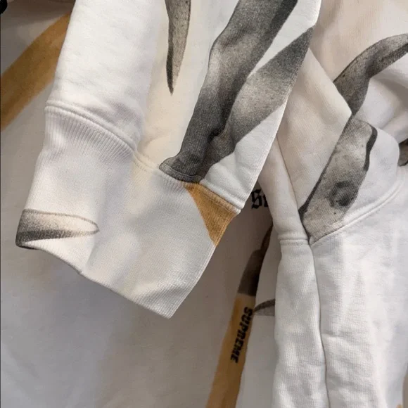 Supreme Shears Print Hoodie in White and Tan - Picture 8 of 13